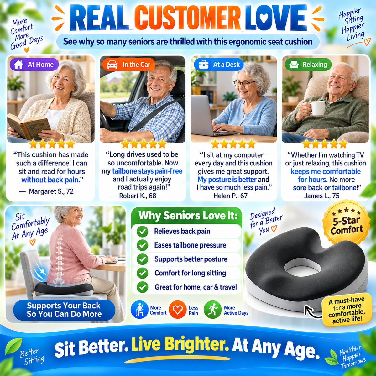 OrthoCloud Elite – Premium Ergonomic Seat Cushion
